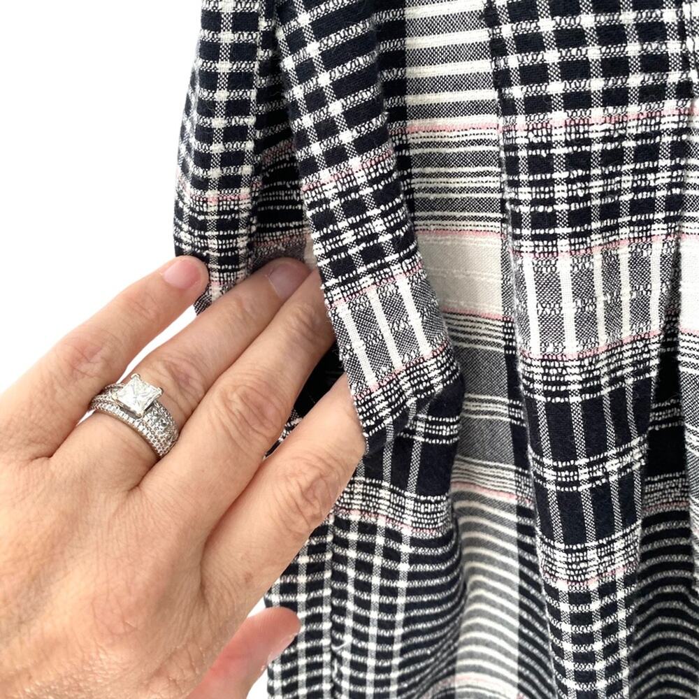 Ett TWA Anthropologie Luca Plaid Black White Pink Wide Leg Belted Pants size 4 - Picture 7 of 13